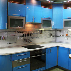Кухня Аверса голубая глянцевая